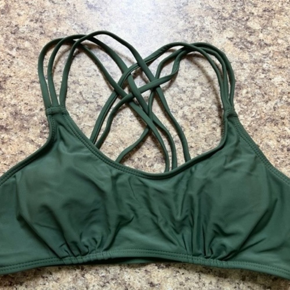 Dark Green Strappy Bikini Set